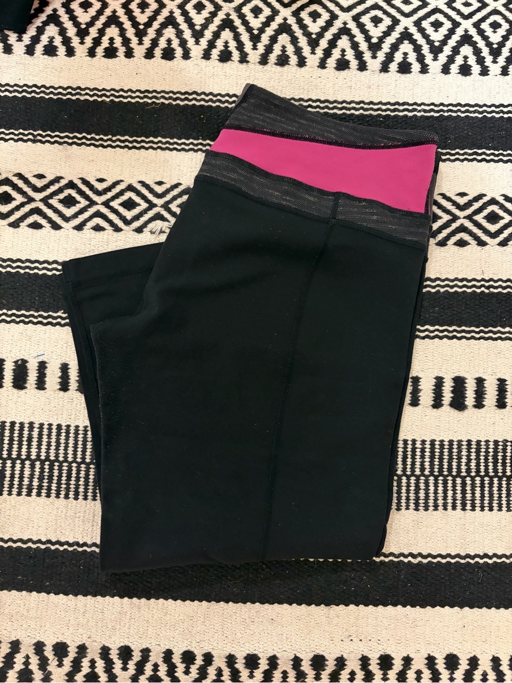 lululemon athletica Black Capris with Pink Waistband